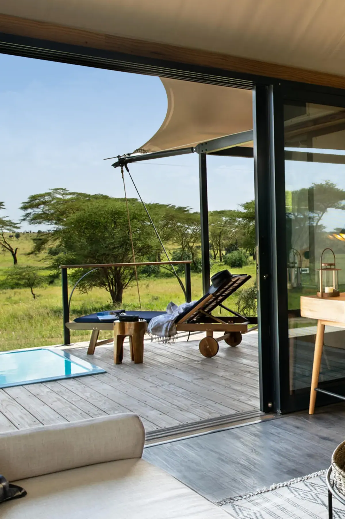 Lodge terrace overlooking the bush