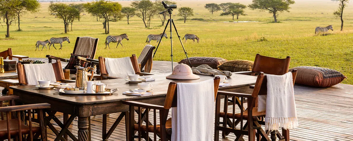 Dining table set up in the Tanzania bush